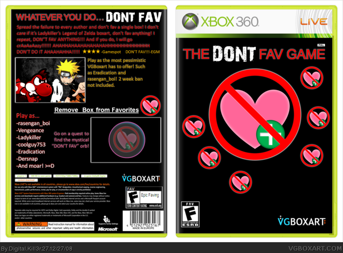 The DON'T Fav Game box art cover