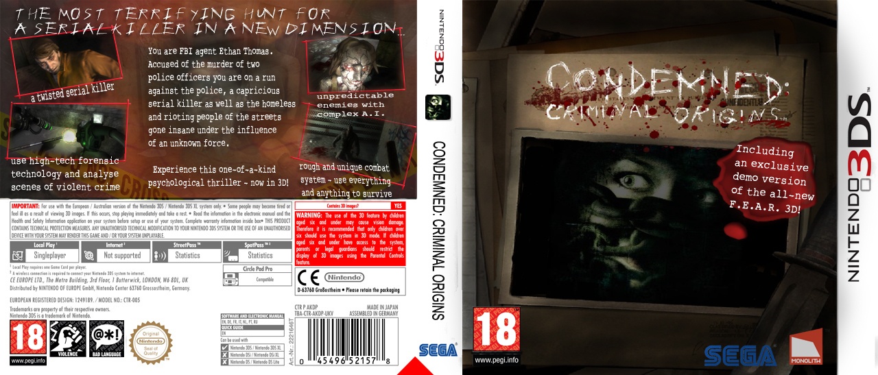 Condemned: Criminal Origins 3D box cover
