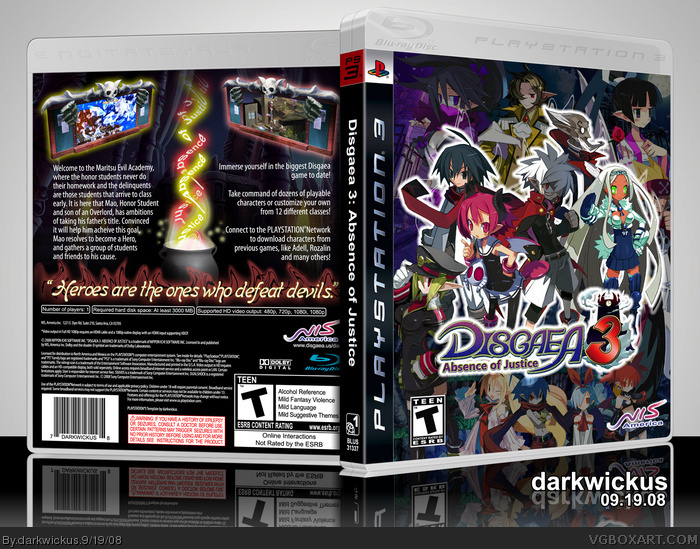 Disgaea 3: Absence of Justice box art cover